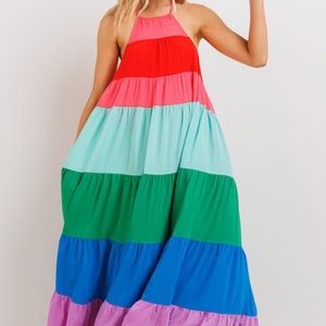 NEW PRODUCTS ONLY - Women Maxi Color block Dress